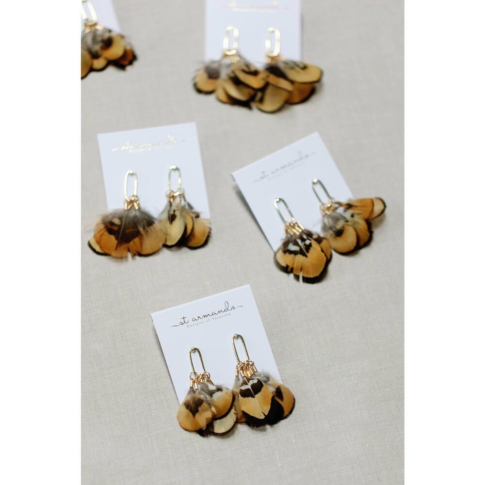 Quail Feather Fall Statement Tassel Earrings - image 7